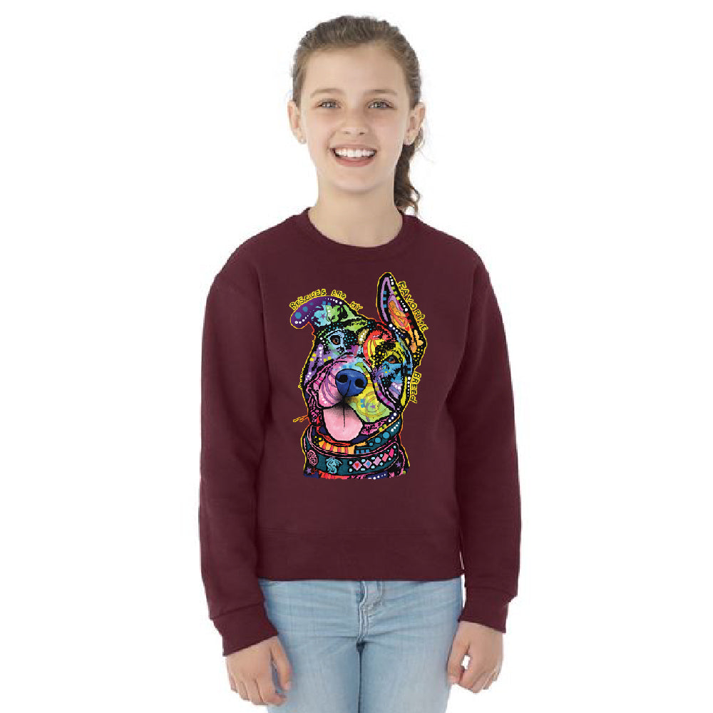 Official Dean Russo Rescues Dog Youth Crewneck Colorful Cute Dog SweatShirt 