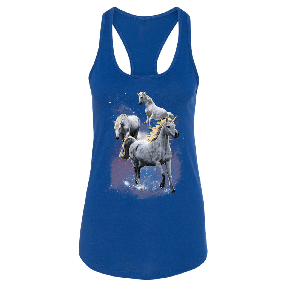 Space Phenomenon Unicorns Women's Racerback Horses with Spiraling Horn Shirt 