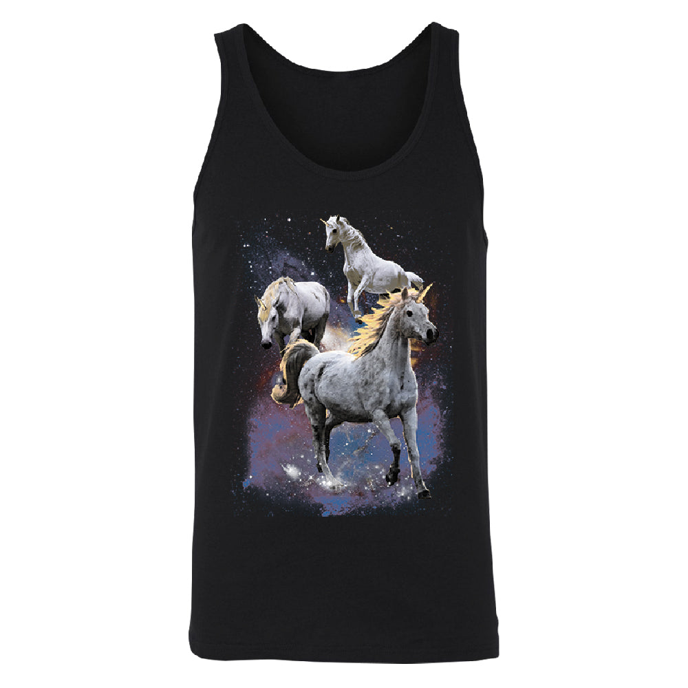 Space Phenomenon Unicorns Men's Tank Top Horses with Spiraling Horn Shirt 