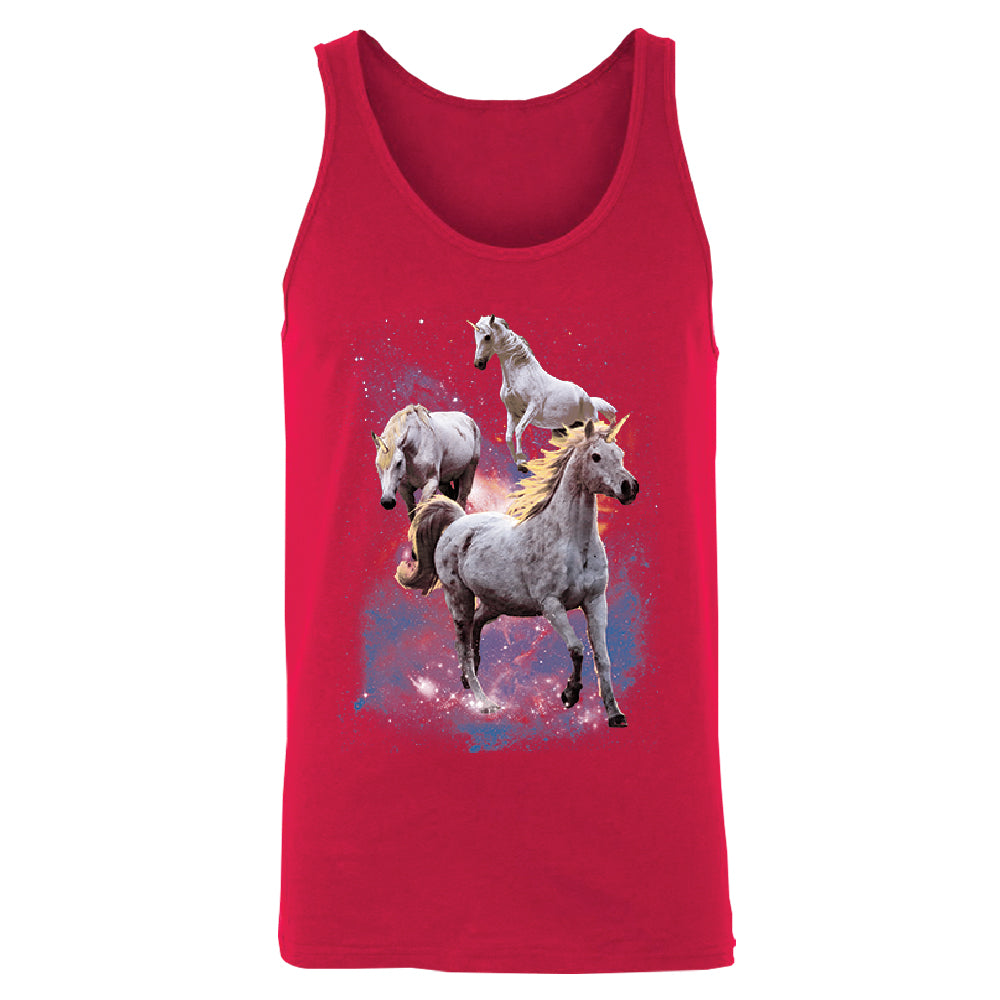 Space Phenomenon Unicorns Men's Tank Top Horses with Spiraling Horn Shirt 