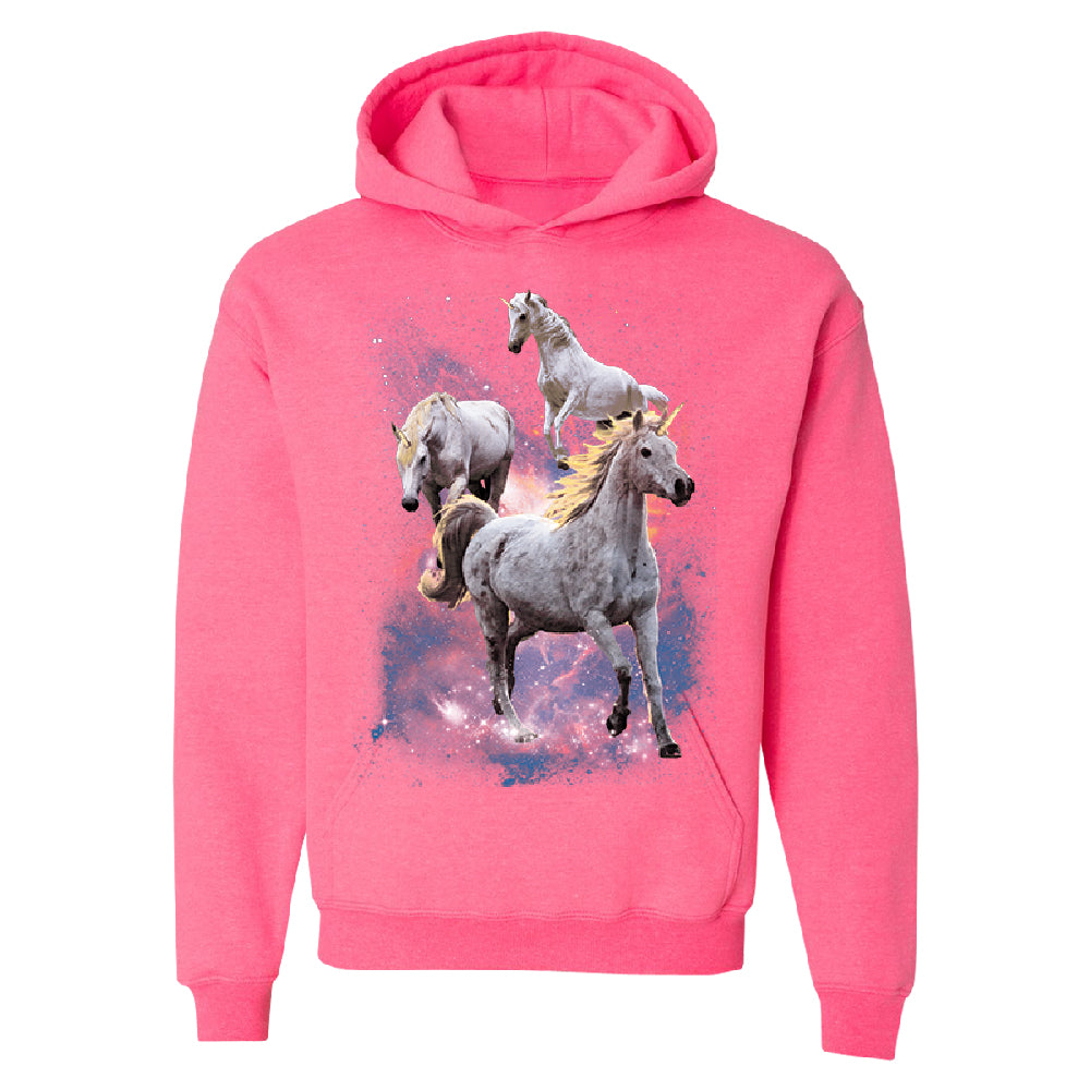 Space Phenomenon Unicorns Unisex Hoodie Horses with Spiraling Horn Sweater 