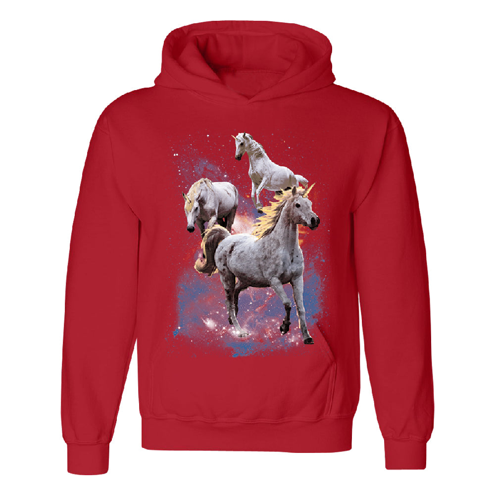 Space Phenomenon Unicorns Unisex Hoodie Horses with Spiraling Horn Sweater 