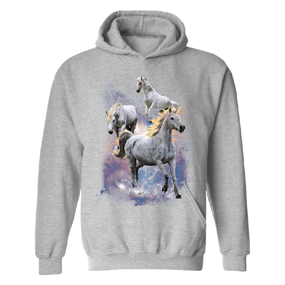 Space Phenomenon Unicorns Unisex Hoodie Horses with Spiraling Horn Sweater 