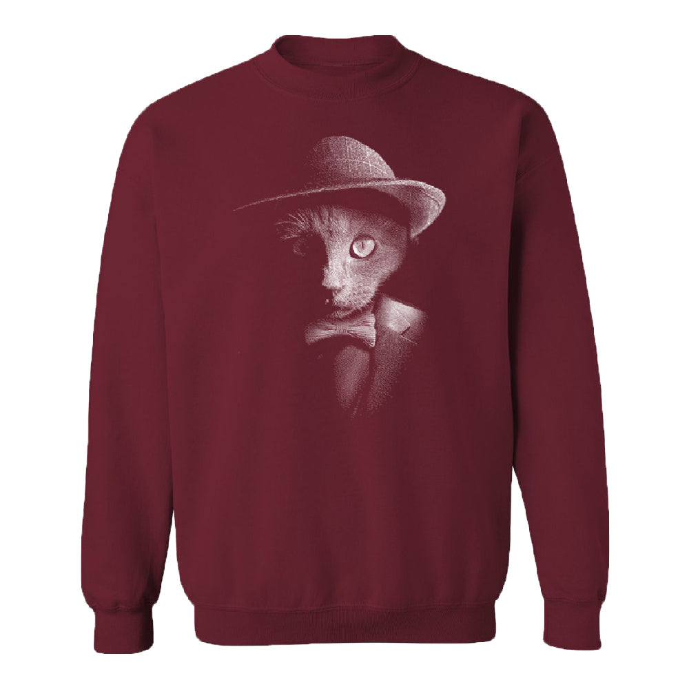 Stylish Gentelman Cat Unisex Crewneck Cool Mafia Cat with Hat Sweater 