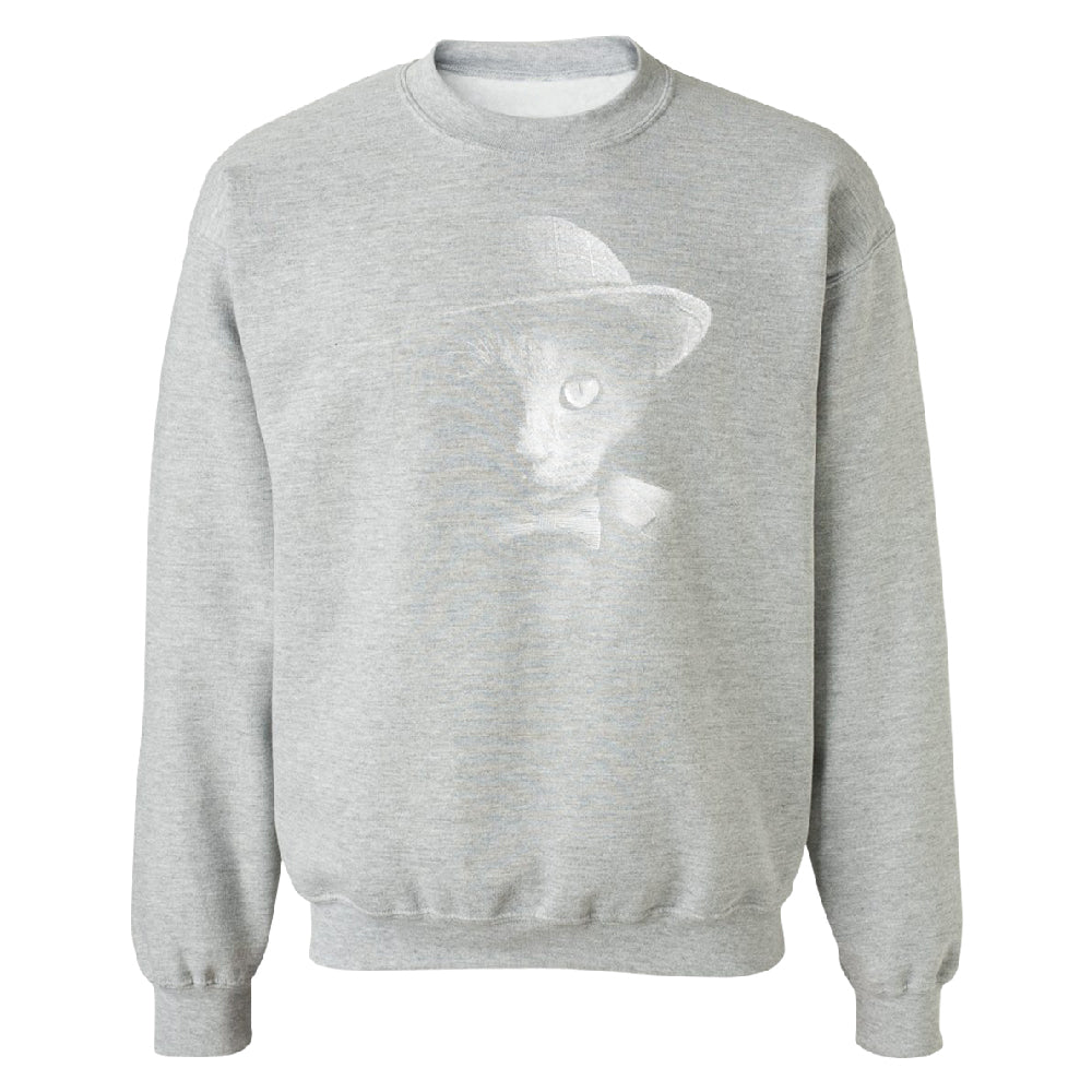 Stylish Gentelman Cat Unisex Crewneck Cool Mafia Cat with Hat Sweater 