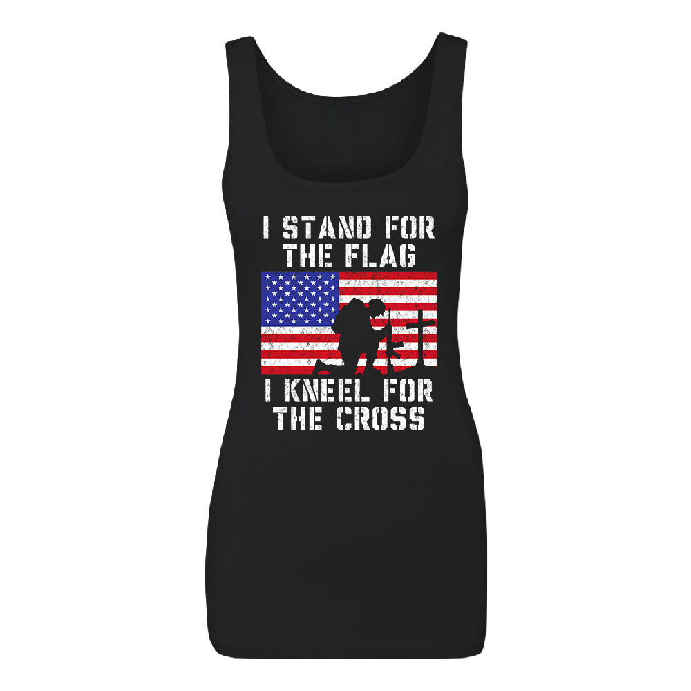 Stand for USA Flag Kneel for Cross Women's Tank Top 4th of July USA Shirt 