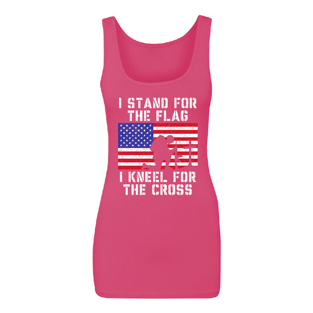 Stand for USA Flag Kneel for Cross Women's Tank Top 4th of July USA Shirt 