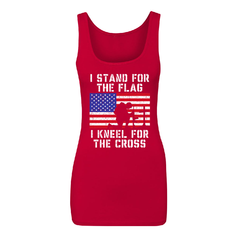 Stand for USA Flag Kneel for Cross Women's Tank Top 4th of July USA Shirt 