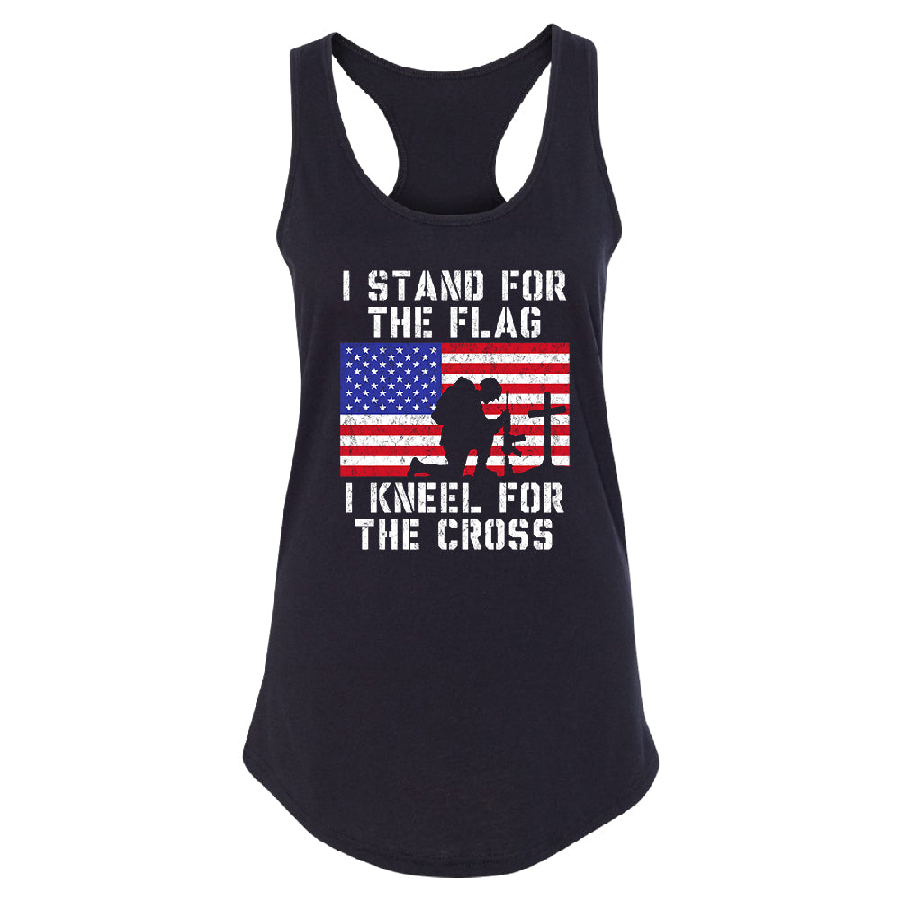 Stand for USA Flag Kneel for Cross Women's Racerback 4th of July USA Shirt 