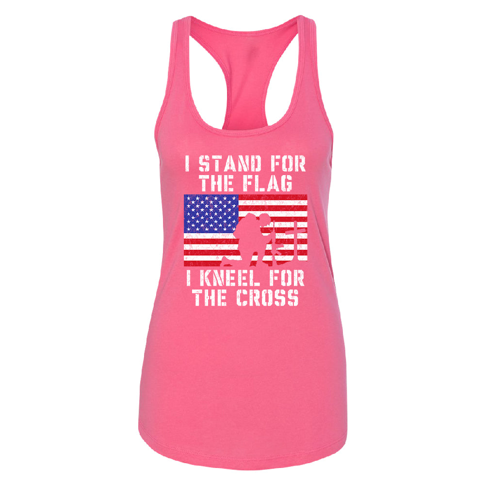 Stand for USA Flag Kneel for Cross Women's Racerback 4th of July USA Shirt 