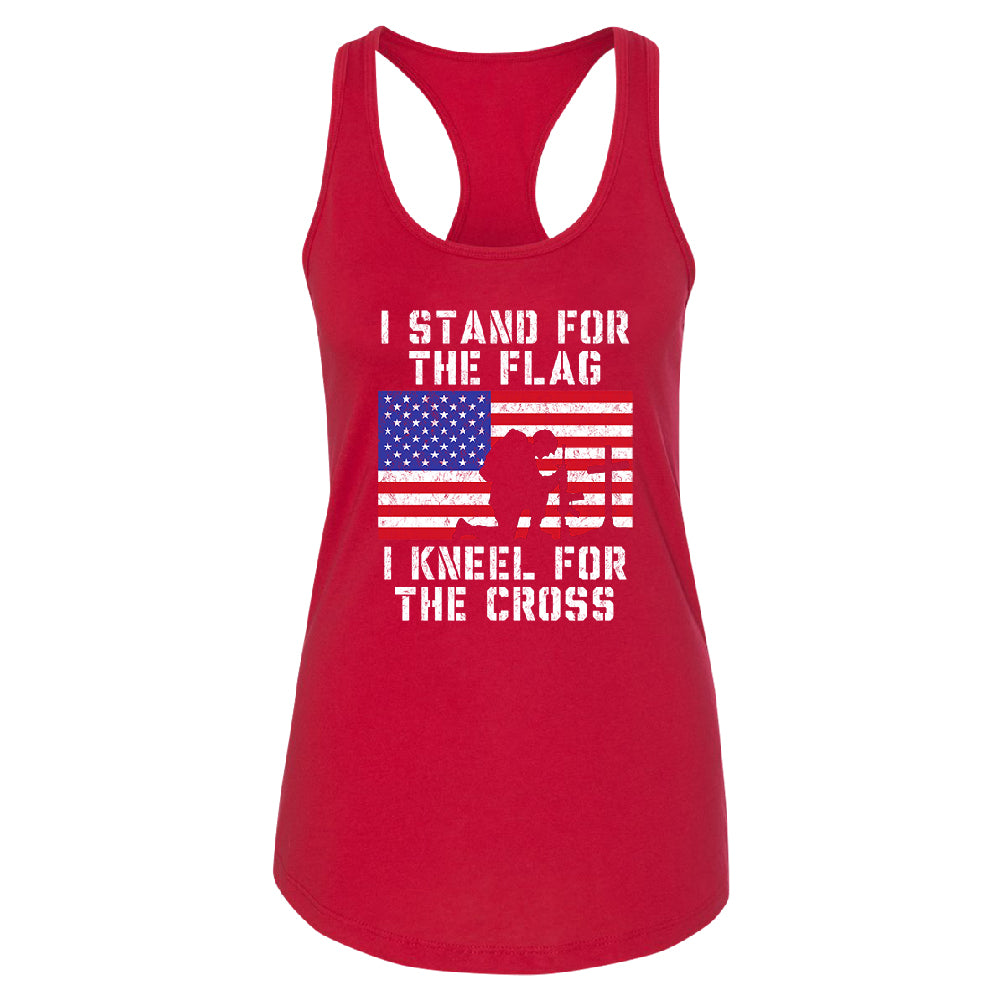 Stand for USA Flag Kneel for Cross Women's Racerback 4th of July USA Shirt 