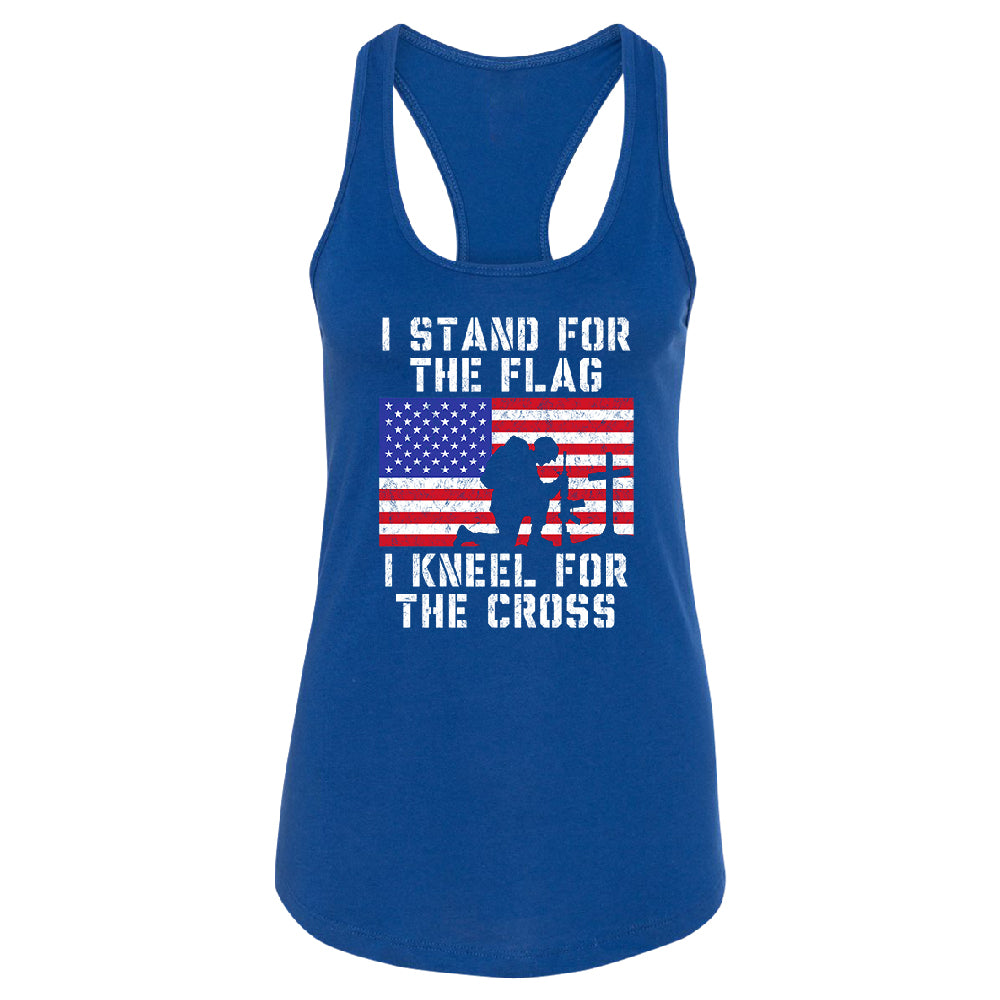 Stand for USA Flag Kneel for Cross Women's Racerback 4th of July USA Shirt 