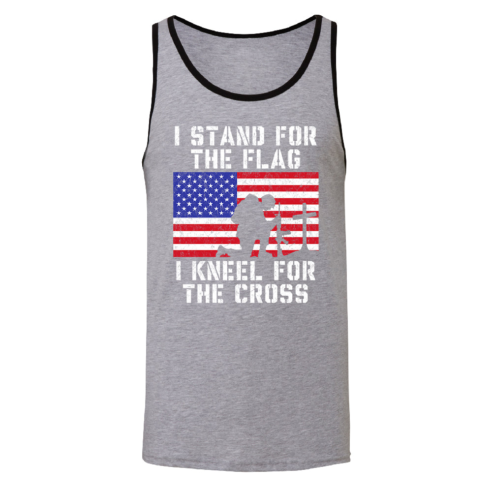 Stand for USA Flag Kneel for Cross Men's Tank Top 4th of July USA Shirt 