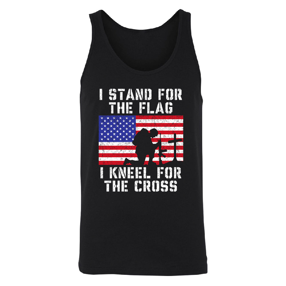Stand for USA Flag Kneel for Cross Men's Tank Top 4th of July USA Shirt 