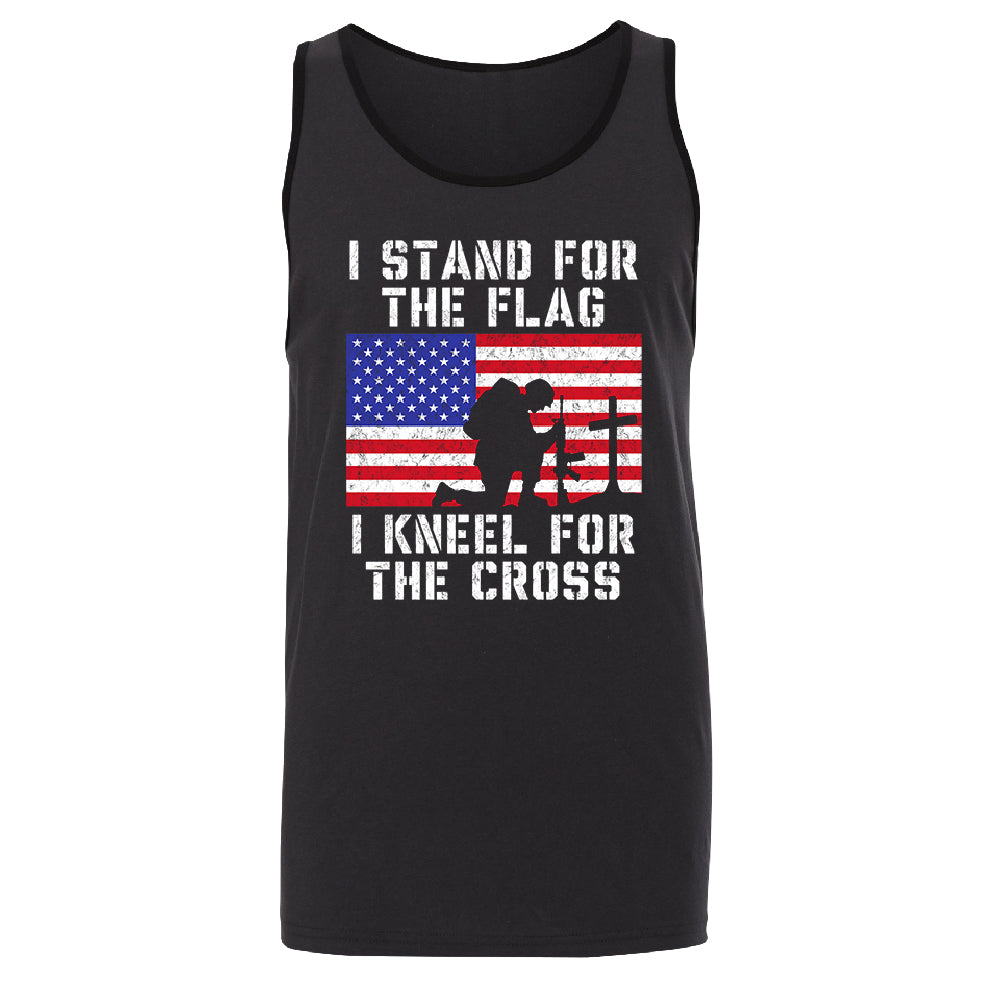 Stand for USA Flag Kneel for Cross Men's Tank Top 4th of July USA Shirt 