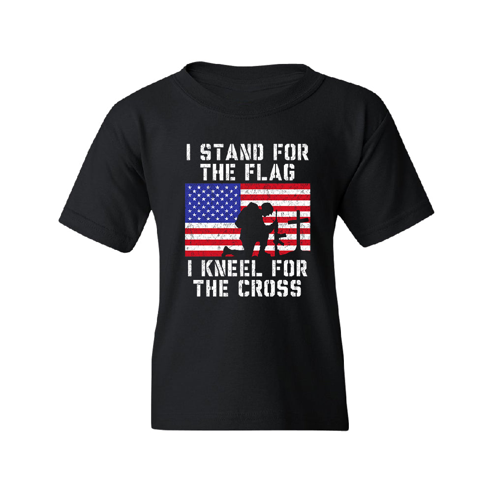 Stand for USA Flag Kneel for Cross Youth T-Shirt 