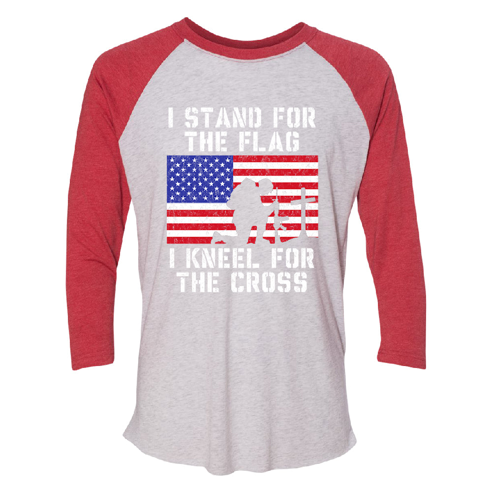 Stand for USA Flag Kneel for Cross 3/4 Raglan Tee 