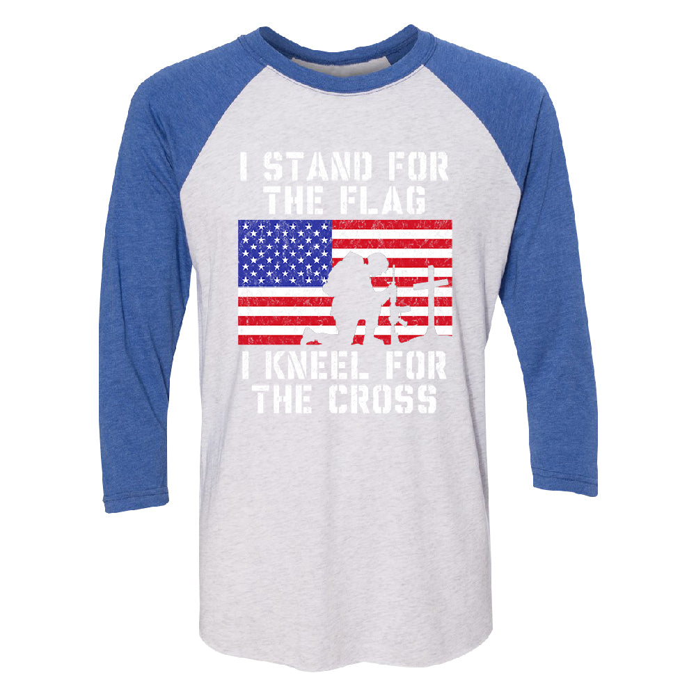 Stand for USA Flag Kneel for Cross 3/4 Raglan Tee 