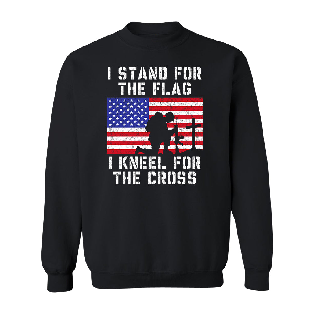 Stand for USA Flag Kneel for Cross Unisex Crewneck 4th of July USA Sweater 
