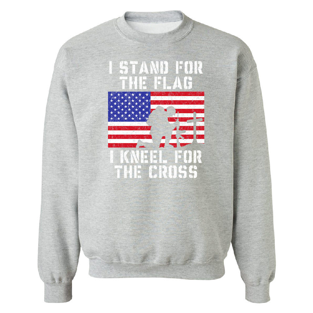 Stand for USA Flag Kneel for Cross Unisex Crewneck 4th of July USA Sweater 