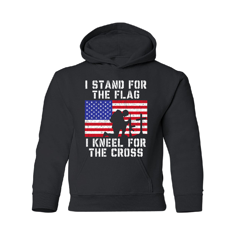 Stand for USA Flag Kneel for Cross YOUTH Hoodie 4th of July USA SweatShirt 