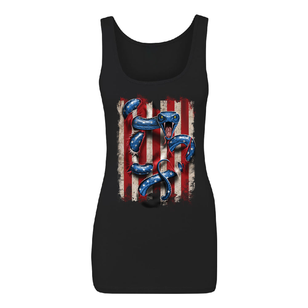 Patriotic American Serpent Snake Women's Tank Top 4th of July USA Shirt 