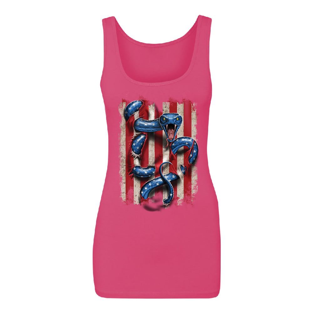 Patriotic American Serpent Snake Women's Tank Top 4th of July USA Shirt 