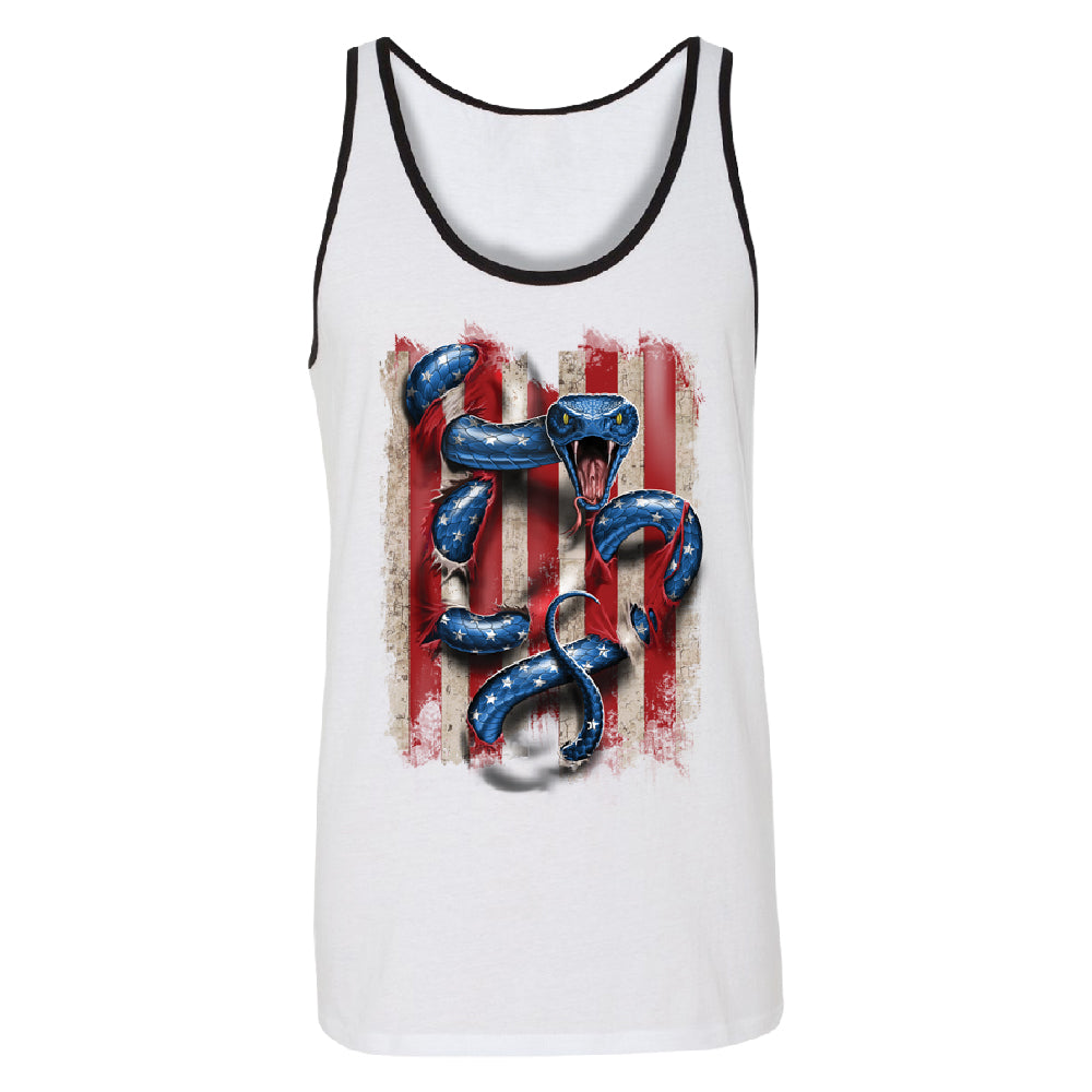 Patriotic American Serpent Snake Men's Tank Top 4th of July USA Shirt 