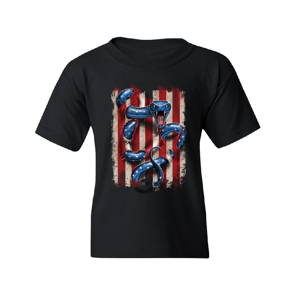 Patriotic American Serpent Snake Youth T-Shirt 