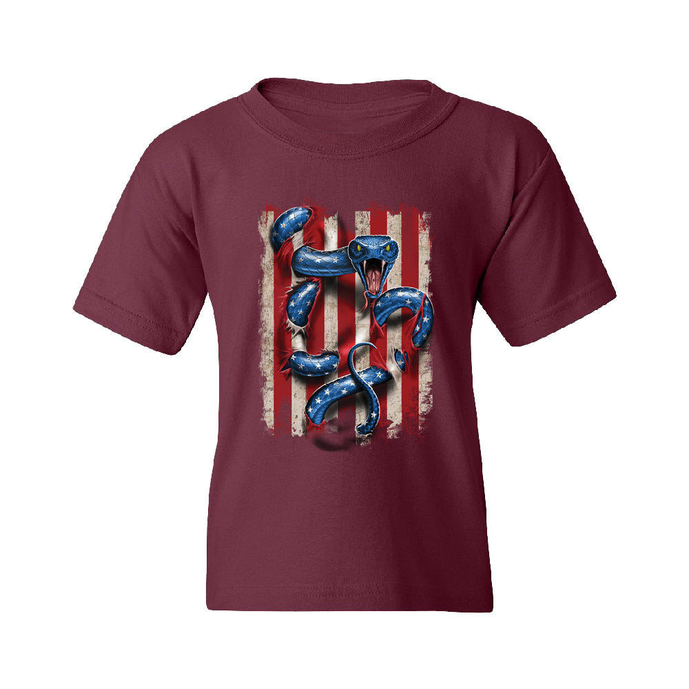 Patriotic American Serpent Snake Youth T-Shirt 