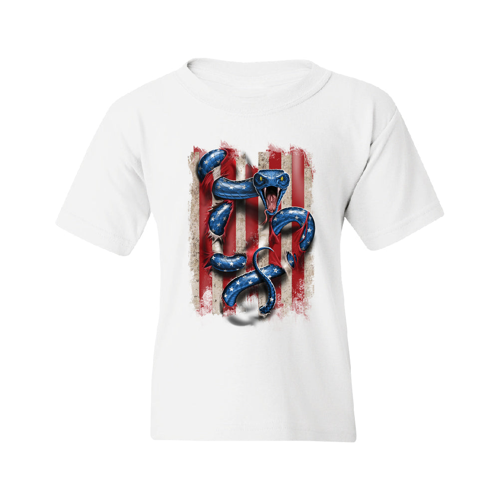 Patriotic American Serpent Snake Youth T-Shirt 