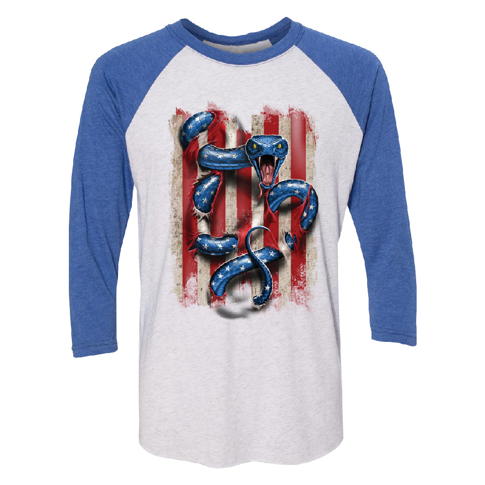 Patriotic American Serpent Snake 3/4 Raglan Tee 