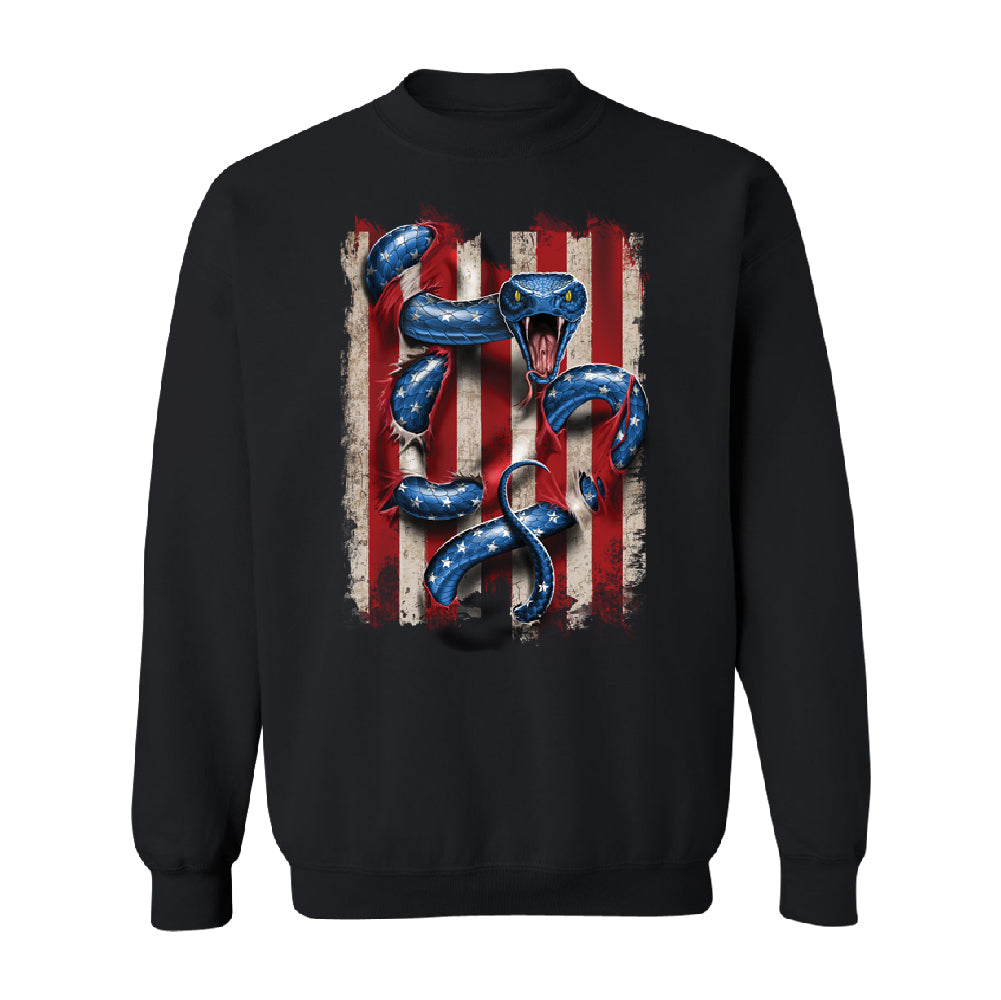 Patriotic American Serpent Snake Unisex Crewneck 4th of July USA Sweater 