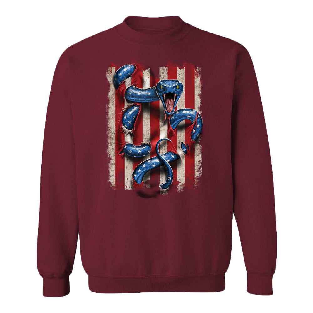 Patriotic American Serpent Snake Unisex Crewneck 4th of July USA Sweater 