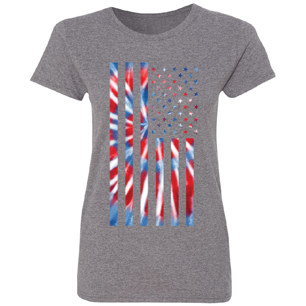 Patriotic Tie Dye American Flag Women's T-Shirt 
