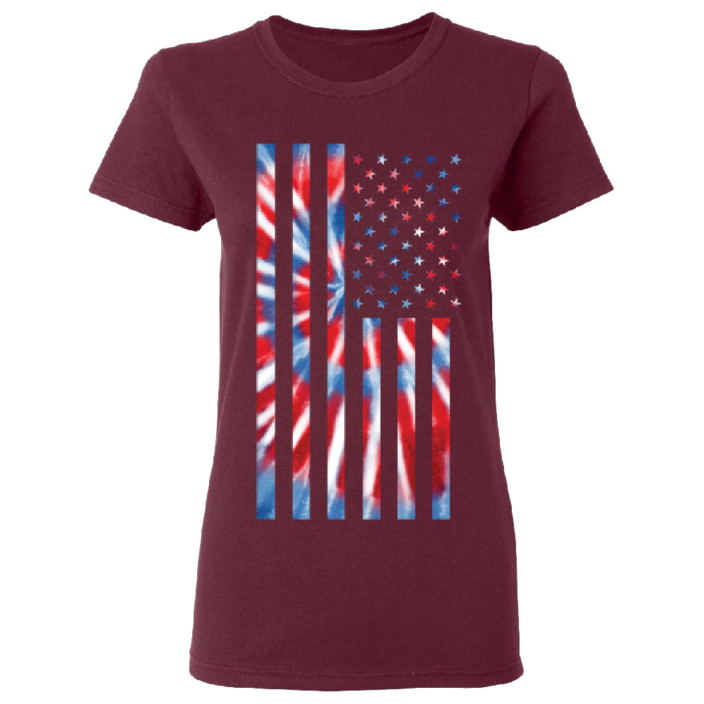 Patriotic Tie Dye American Flag Women's T-Shirt 