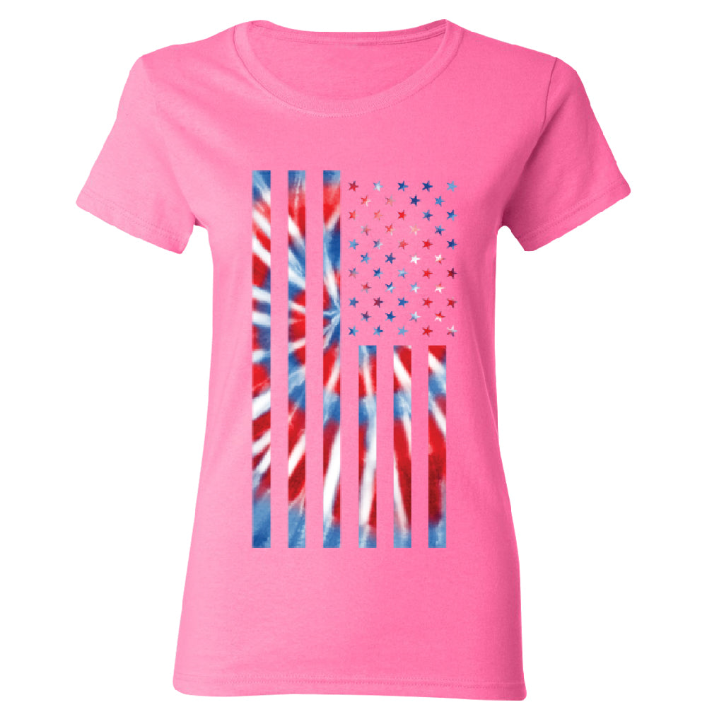 Patriotic Tie Dye American Flag Women's T-Shirt 