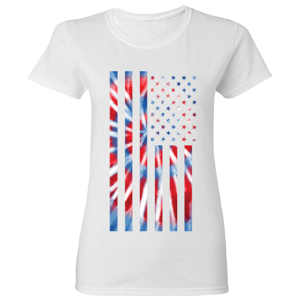 Patriotic Tie Dye American Flag Women's T-Shirt 