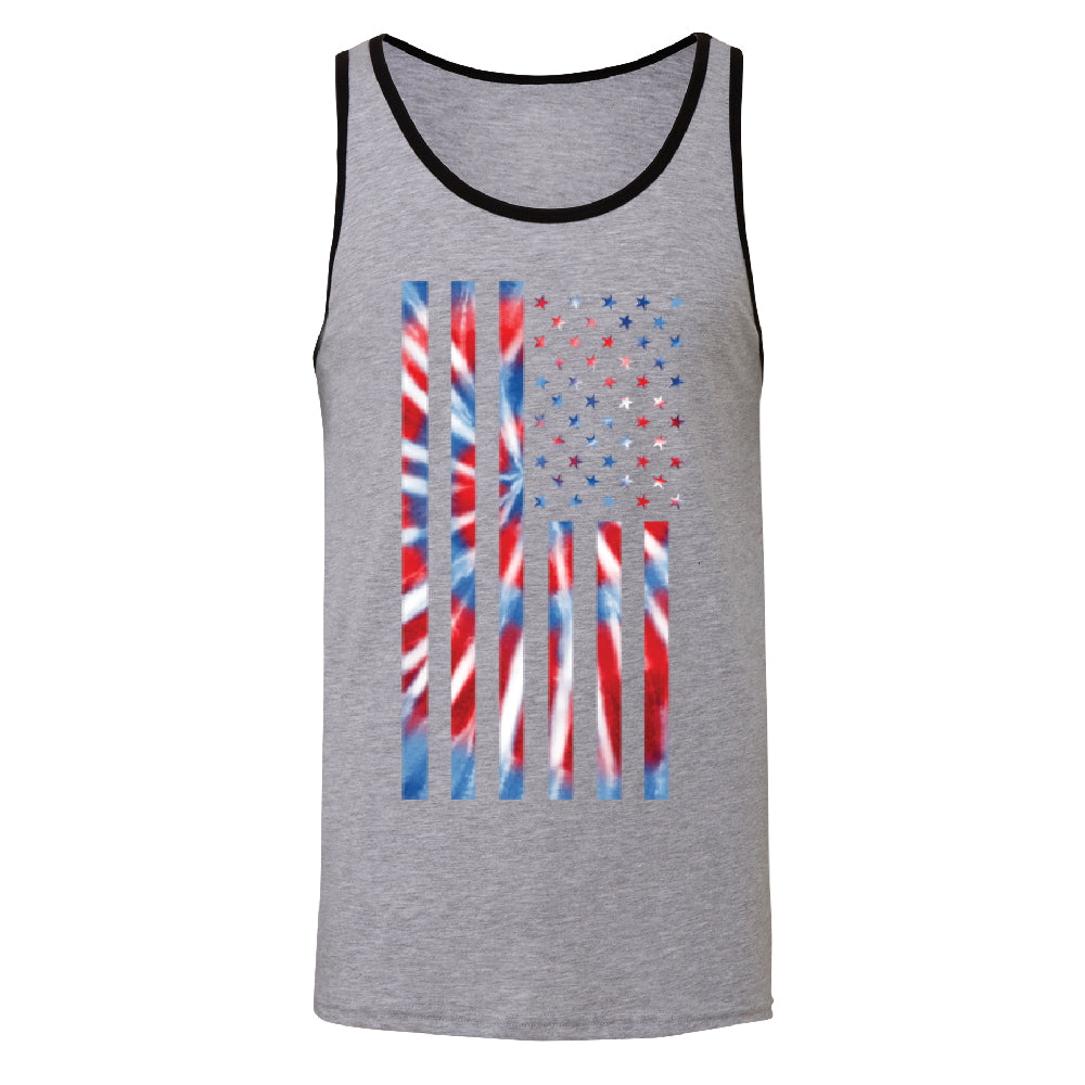 Patriotic Tie Dye American Flag Men's Tank Top 4th of July USA Shirt 