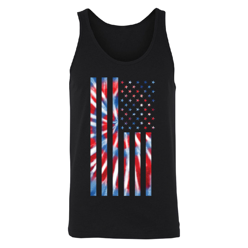 Patriotic Tie Dye American Flag Men's Tank Top 4th of July USA Shirt 