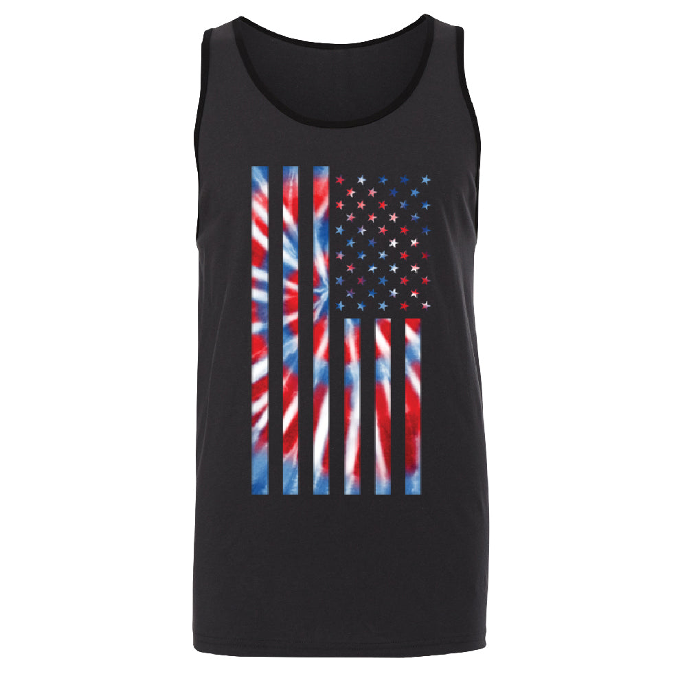 Patriotic Tie Dye American Flag Men's Tank Top 4th of July USA Shirt 