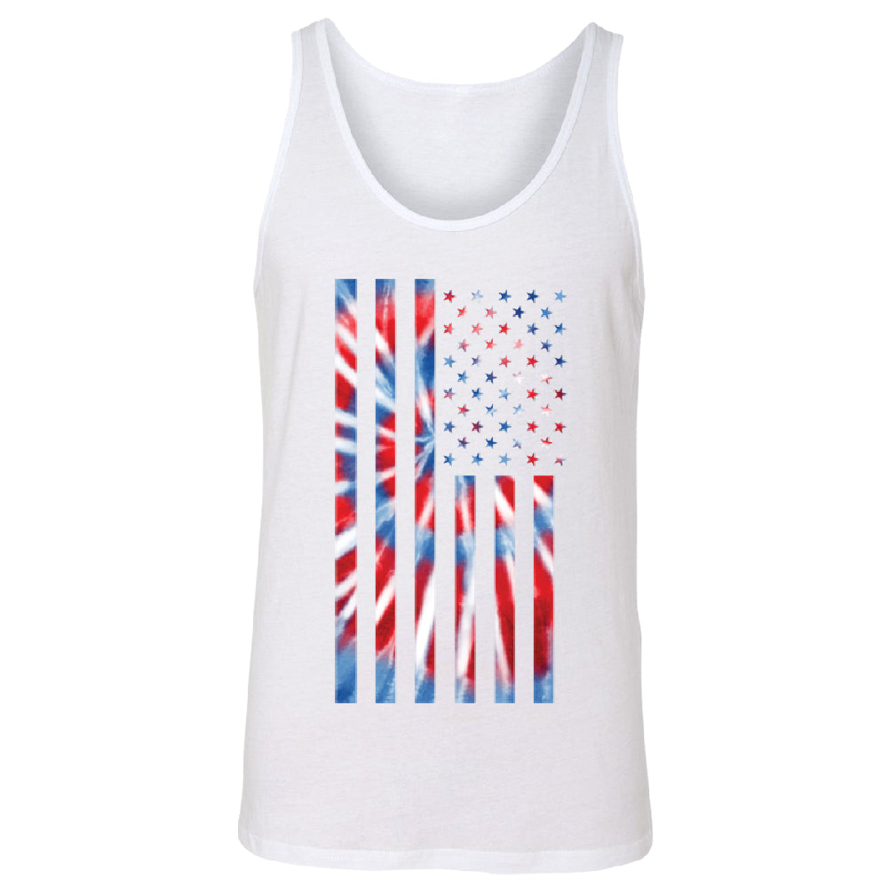 Patriotic Tie Dye American Flag Men's Tank Top 4th of July USA Shirt 