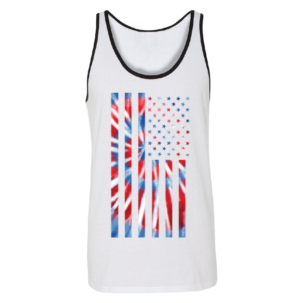 Patriotic Tie Dye American Flag Men's Tank Top 4th of July USA Shirt 