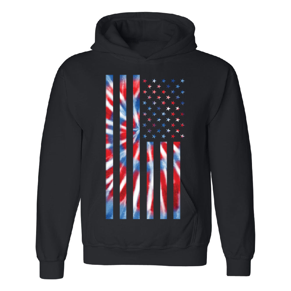 Patriotic Tie Dye American Flag Unisex Hoodie 4th of July USA Sweater 
