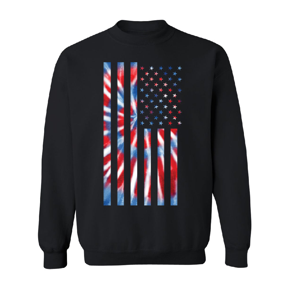 Patriotic Tie Dye American Flag Unisex Crewneck 4th of July USA Sweater 