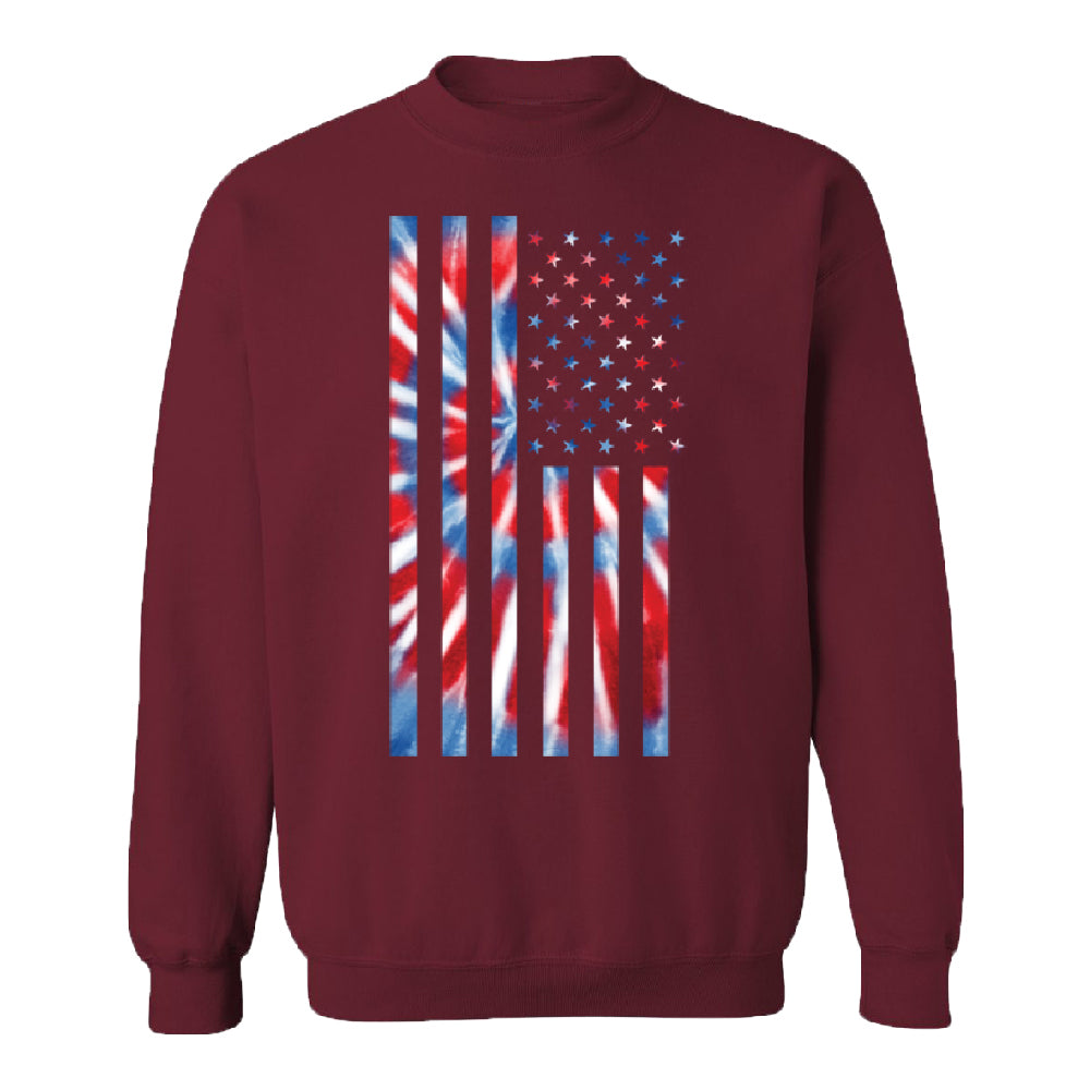 Patriotic Tie Dye American Flag Unisex Crewneck 4th of July USA Sweater 