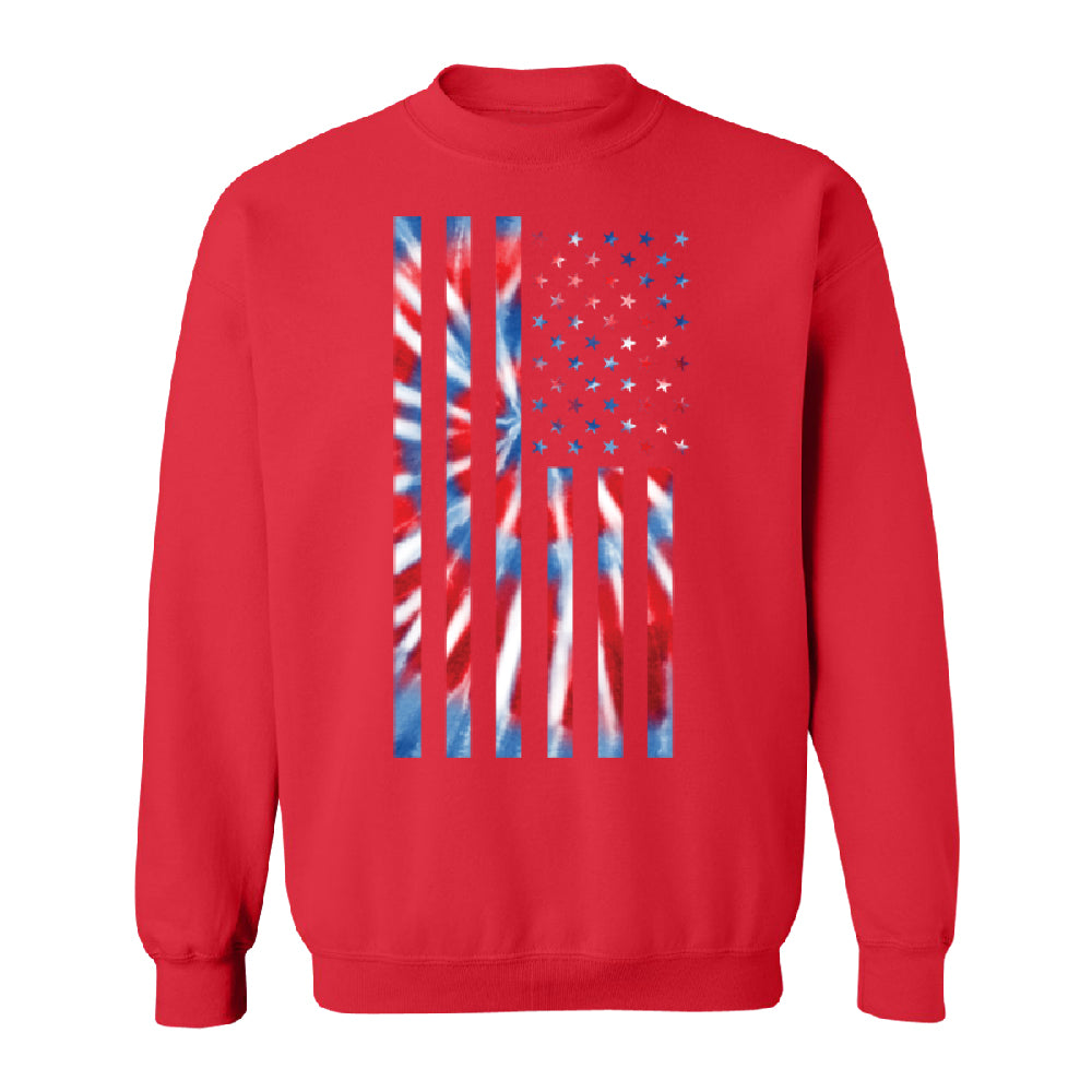 Patriotic Tie Dye American Flag Unisex Crewneck 4th of July USA Sweater 