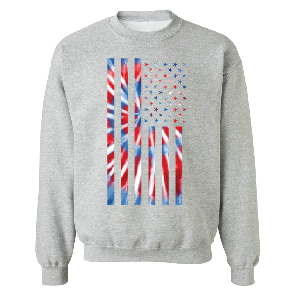 Patriotic Tie Dye American Flag Unisex Crewneck 4th of July USA Sweater 