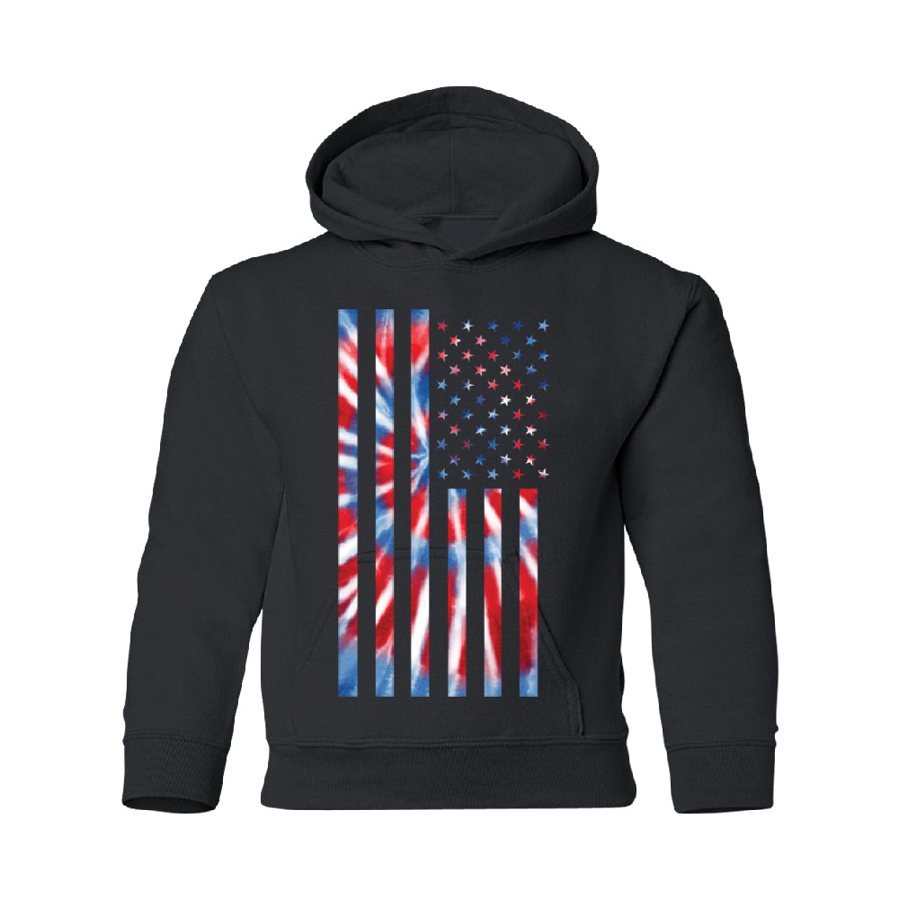 Patriotic Tie Dye American Flag YOUTH Hoodie 4th of July USA SweatShirt 