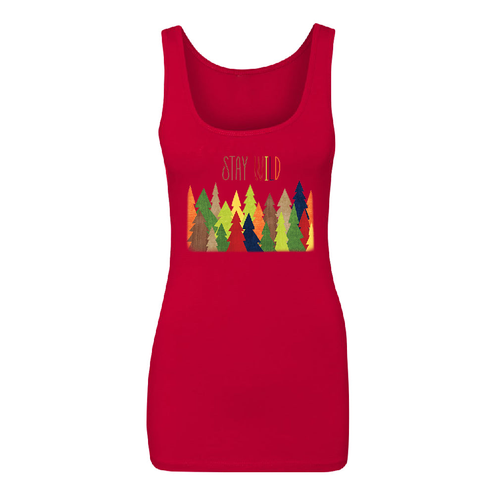 Stay Wild Live in Forest Women's Tank Top Colorful Wild Trees Shirt 
